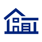 blue house and garage icon 