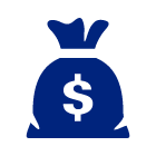 blue bag of money icon